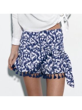 ZARA Knotted Printed Tassel Skort size XS